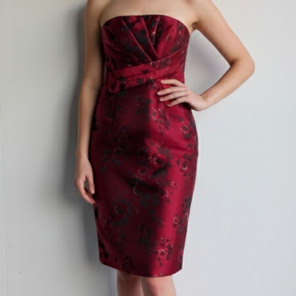 WHBM Satin Floral Strapless Dress